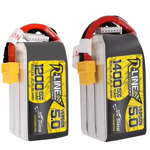 TATTU R-line Gold Brick V5.0 V5 Traversal Machine 1200/1400mAh Battery 6S 22.2v 150C(xt60 Plug) Battery for